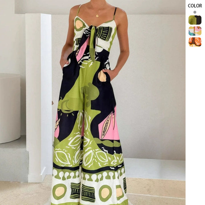 Ladies Chic Jumpsuit in modern design with adjustable straps and creative pattern Lune London