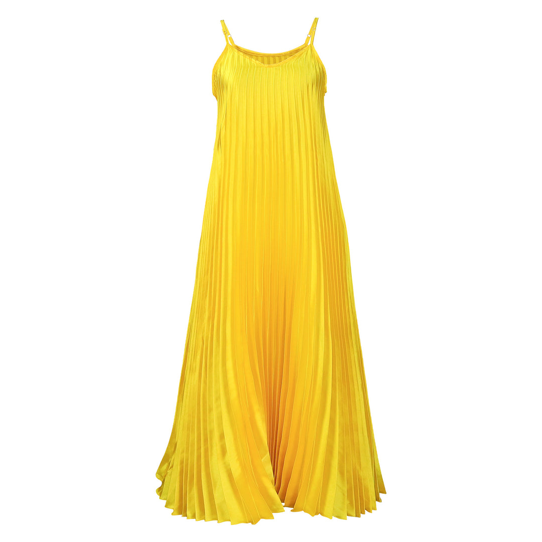 Maxi dress for women with pleated design and spaghetti straps Lune London