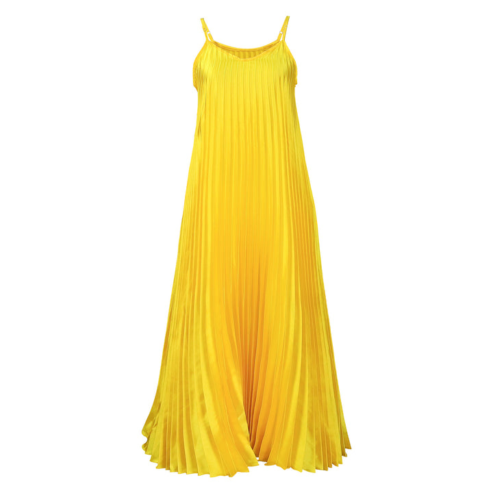 Maxi dress for women with pleated design and spaghetti straps Lune London