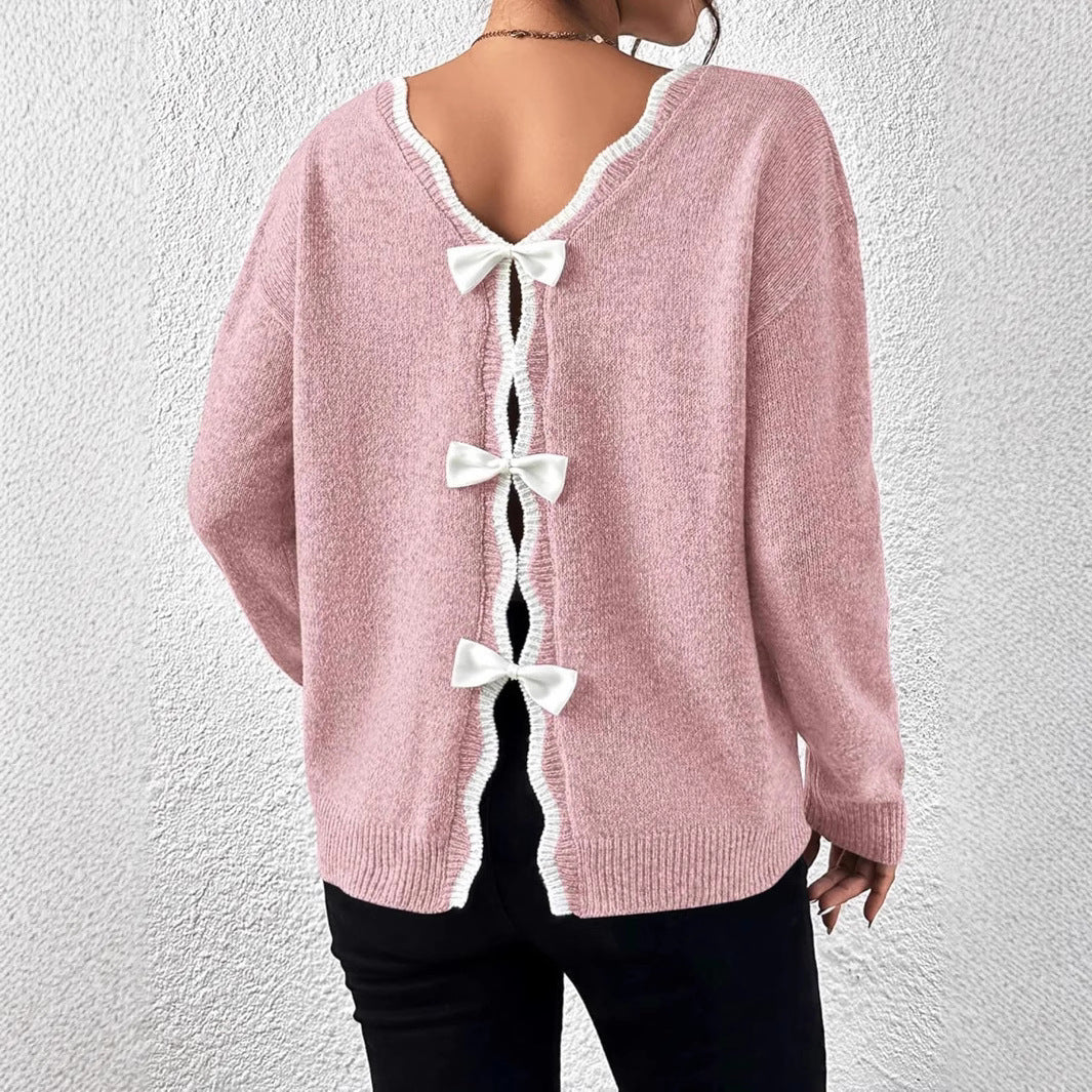 Comfortable knitted sweater for women with decorative knots Lune London