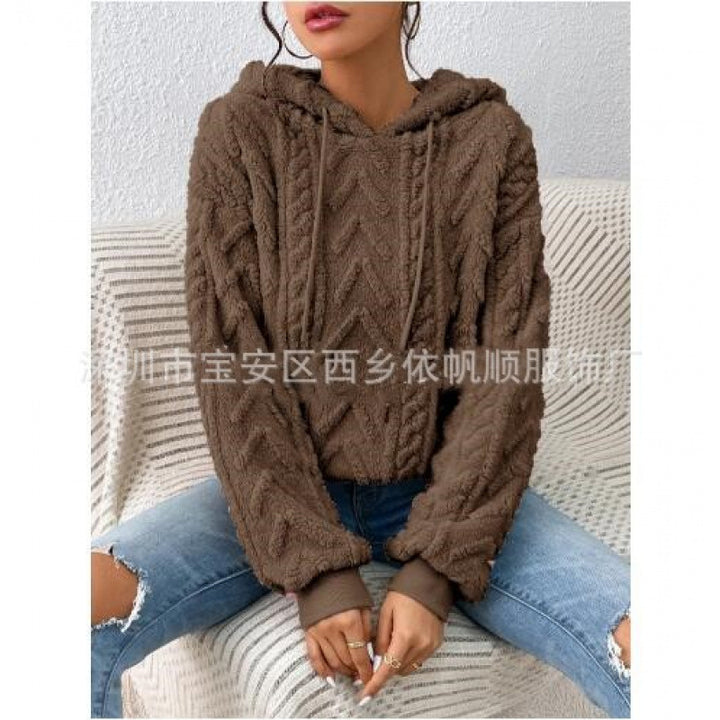 Women's fluffy hoodie with cable-knit pattern and oversized cut Amarae