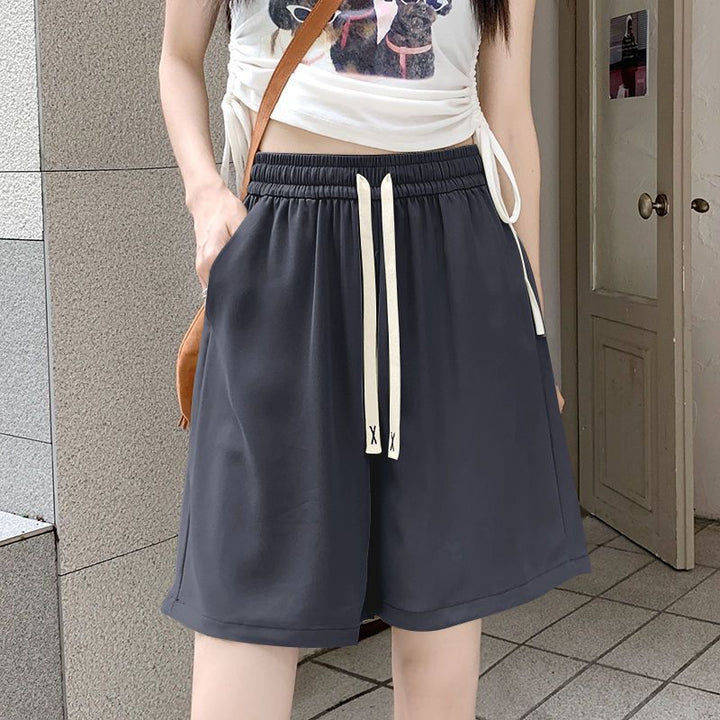 Women comfortable sports shorts with elastic waistband and decorative drawstring Lune London