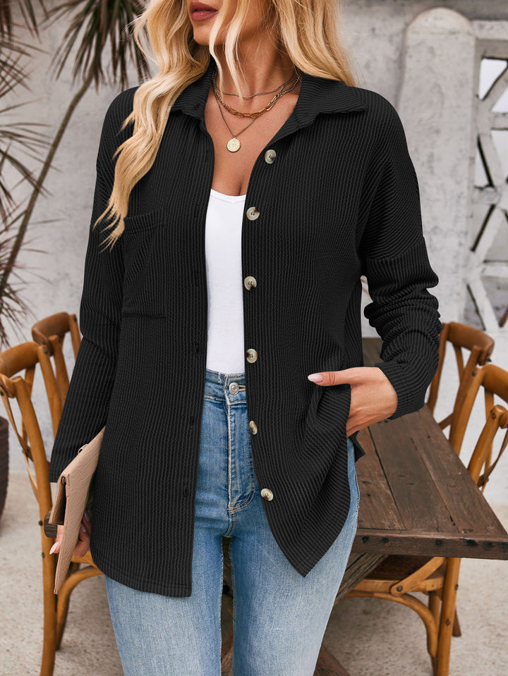 Structured button blouse for women with pockets Lune London
