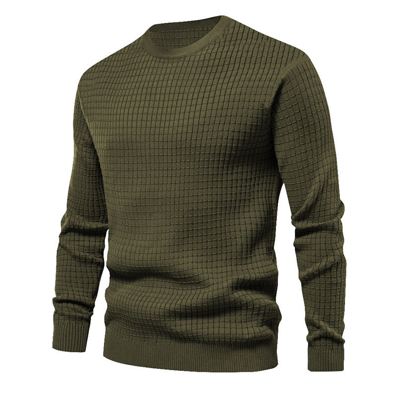 Men's high-quality knitted sweater with textured design and classic round neckline Lune London