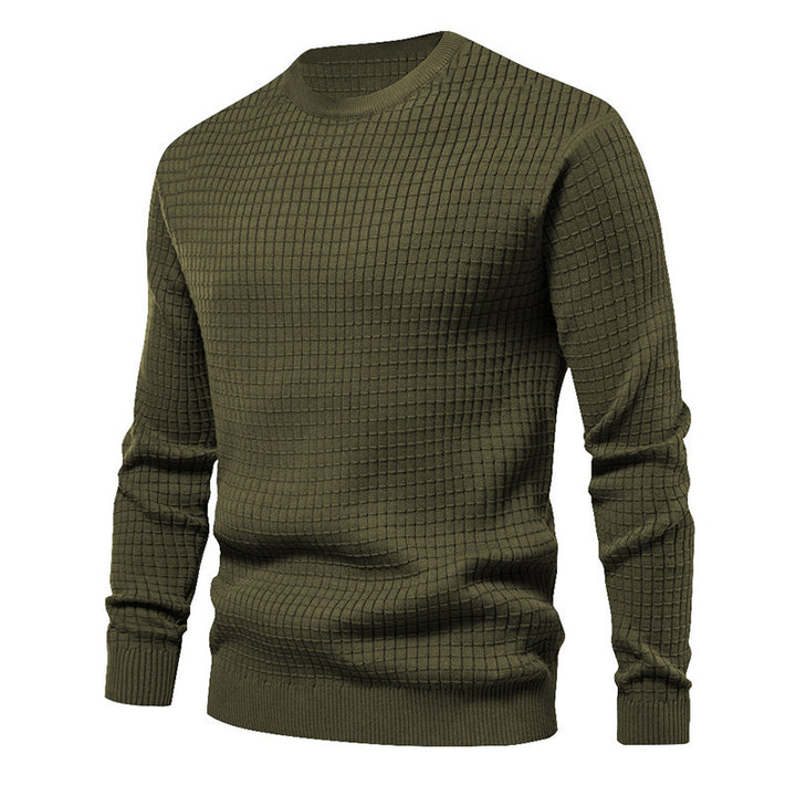Men's high-quality knitted sweater with textured design and classic round neckline Lune London