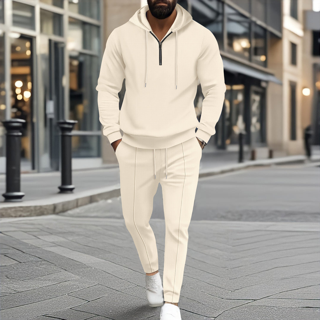 Trendy leisure suit for men in breathable cotton with zipper Lune London