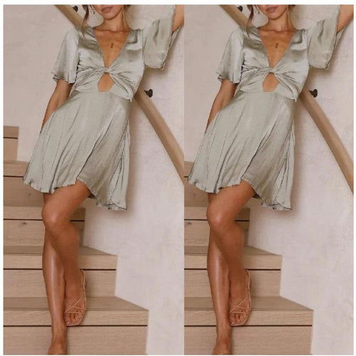 Chic Slinky Twist Mini Dress for Women