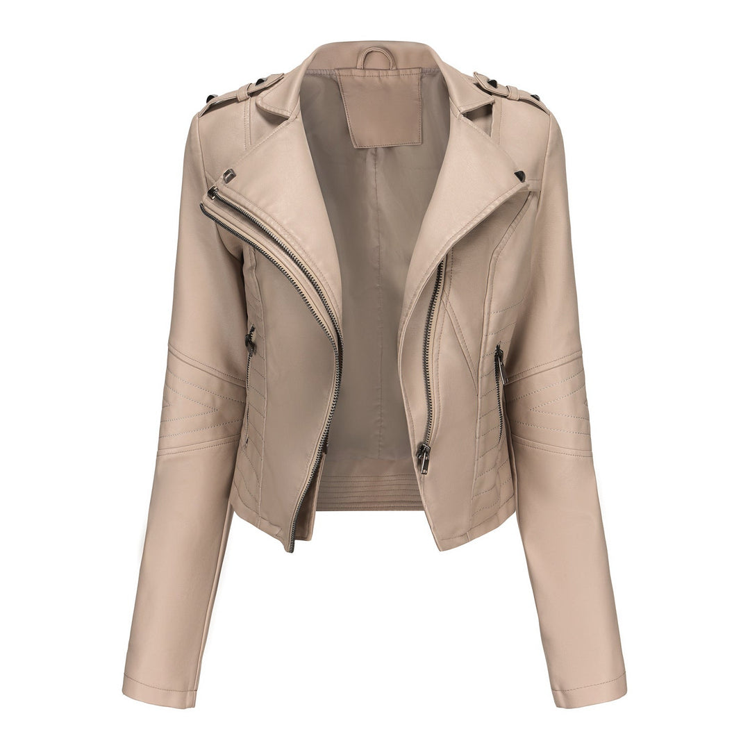 Women Stylish Biker Jacket with Asymmetrical Zipper and Detail Seams Lune London