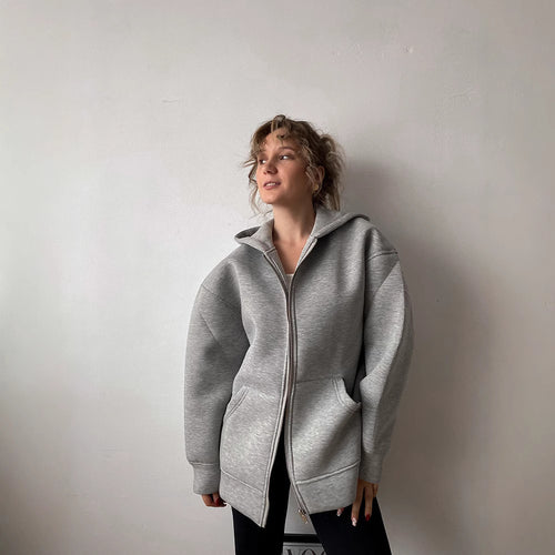 Oversized hooded jacket for women with full zip and practical pockets Amarae
