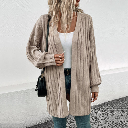 Women’s knitted jacket with ribbed pattern and relaxed fit Amarae