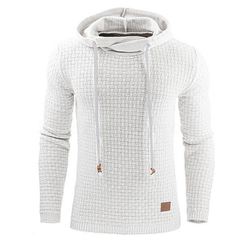 Knitted sweater for men with textured surface and integrated hood Amarae