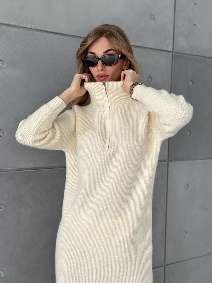 Robe tricotée pour femmes avec col montant et fermeture éclair Chic & Stil