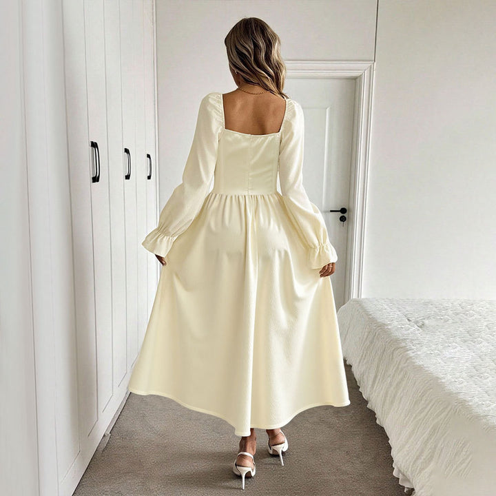 Robe maxi élégante pour femmes avec cordon sophistiqué et manches bouffantes Chic & Stil