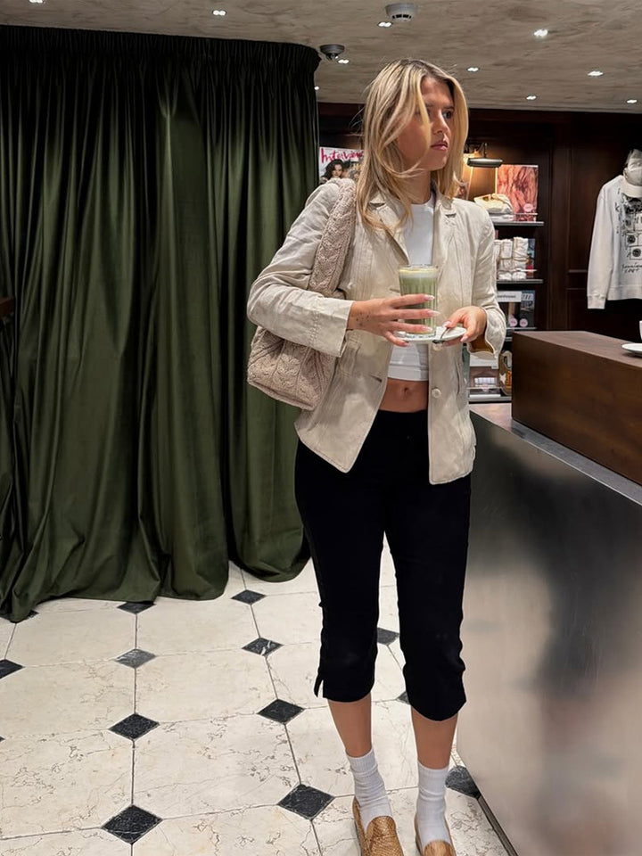 Women Lightweight Structured Linen Blazer with Relaxed Fit, One-Button Closure & Flap Pockets Amarae