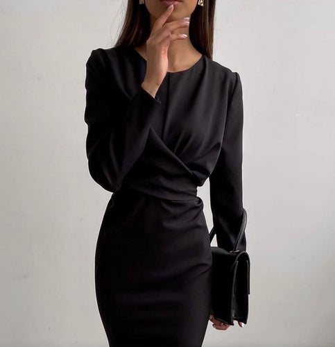 Women Elegant wrap dress with long sleeves and fluid cut Amarae
