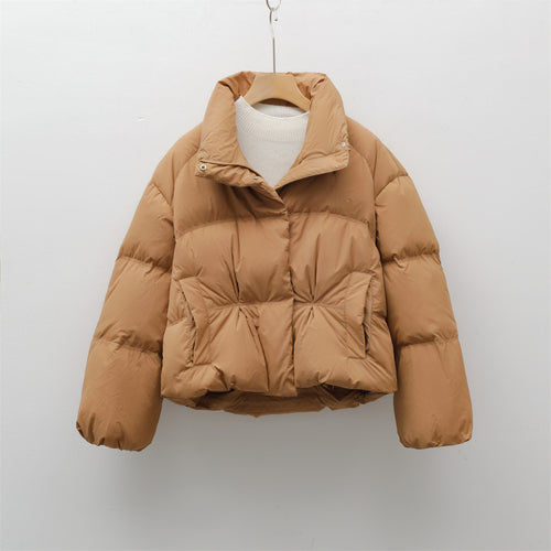 Short quilted jacket with high collar for women with practical pockets Amarae