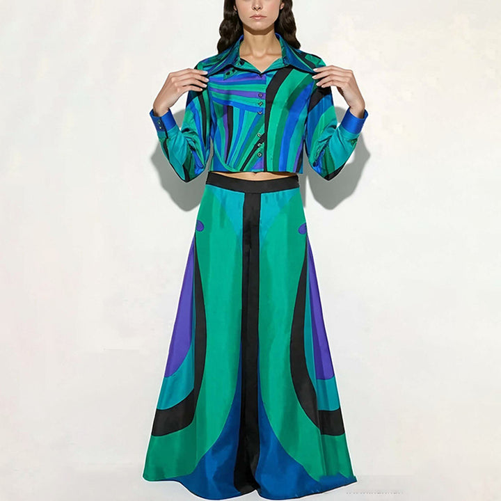 Ensemble pour femmes élégant à deux pièces avec crop top et jupes maxi Chic & Stil