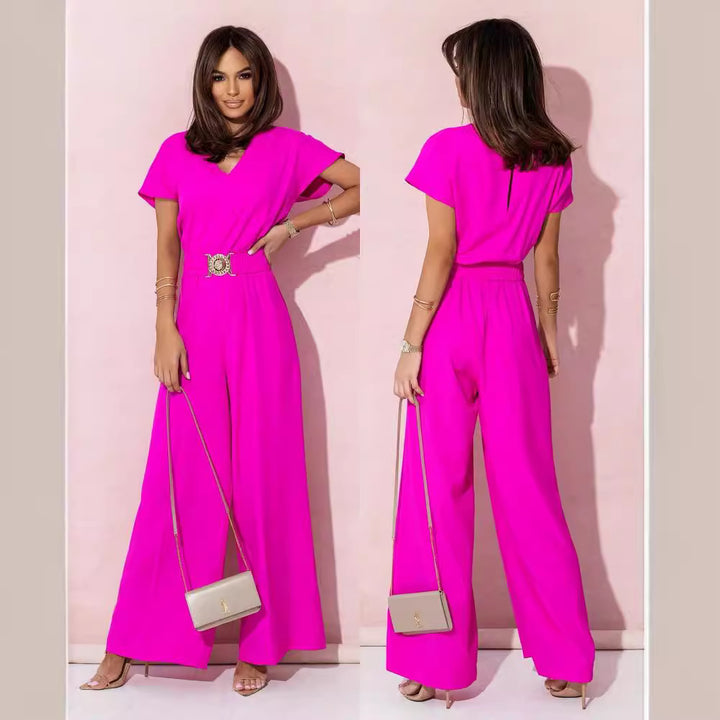 Women’s jumpsuit with wide leg and belt Lune London
