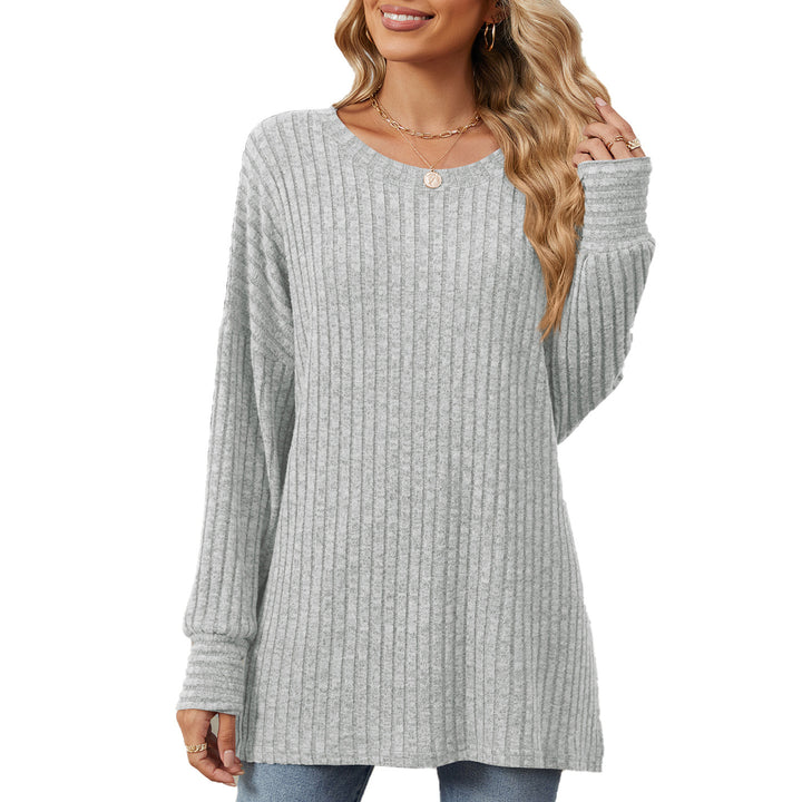 Ladies striped sweatshirt with a relaxed fit and fine ribbed texture Lune London