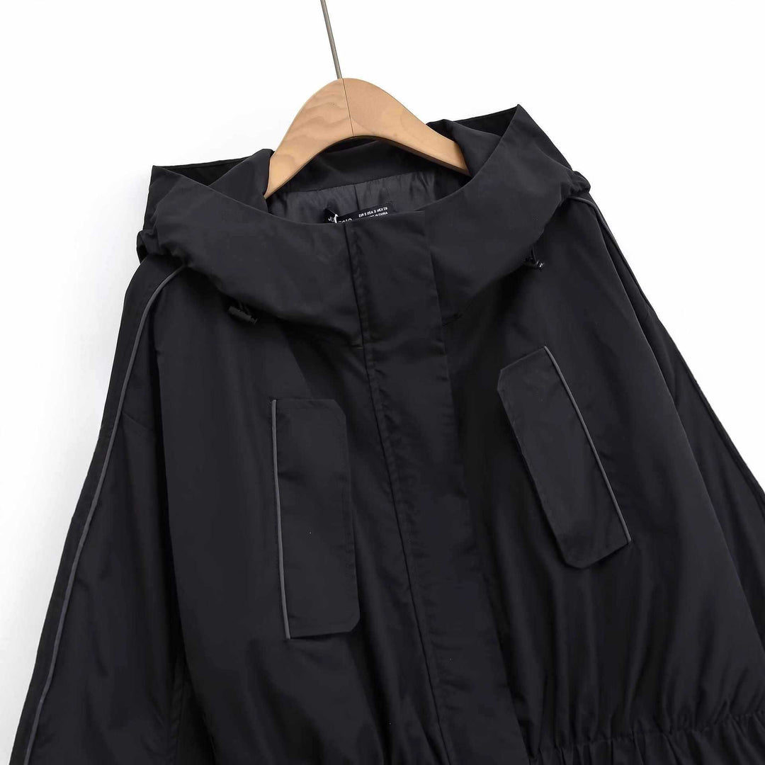 Fashion transitional jacket for women with faux fur collar and practical pockets Lune London