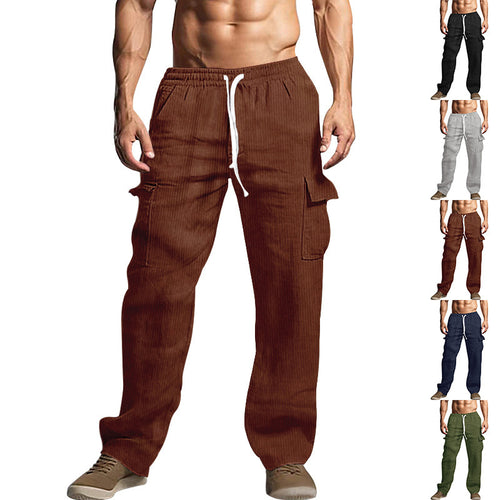 Men's cargo pants in comfortable textured material with adjustable waist Amarae
