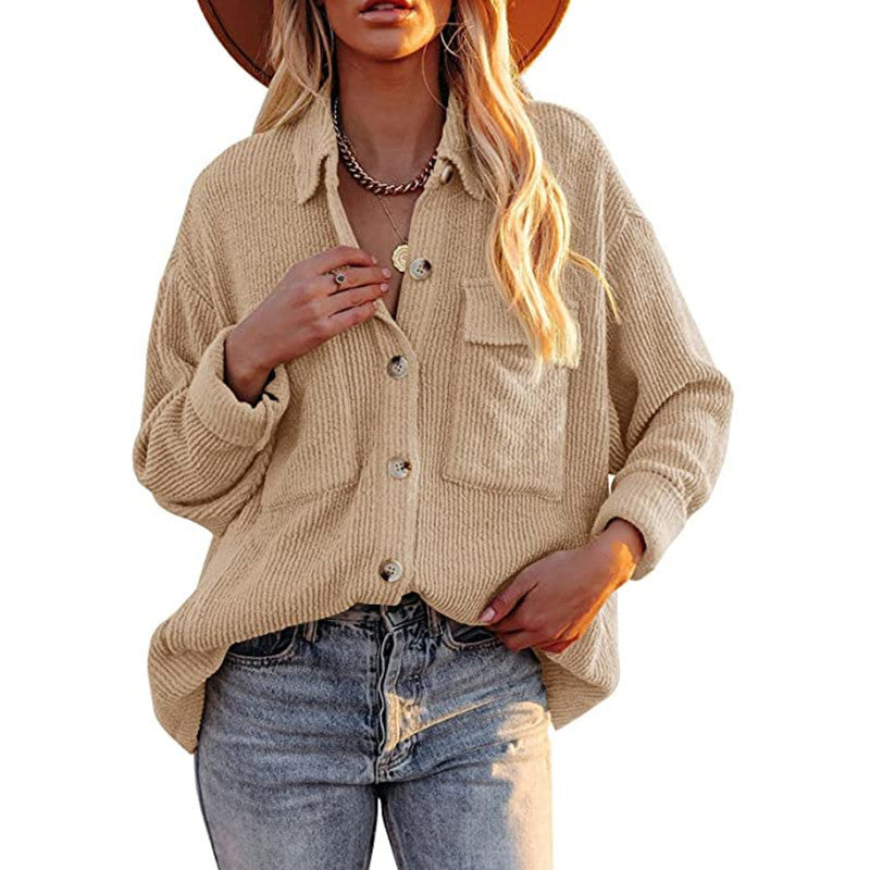 Women Oversized Shirt with textured design and button details Amarae
