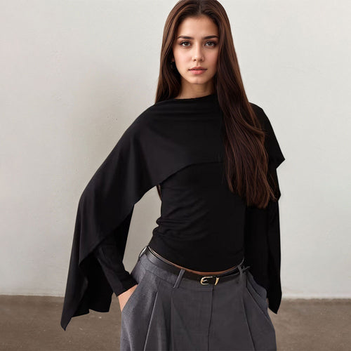 Elegant top for ladies with asymmetrical design and wide sleeves Chic & Stil