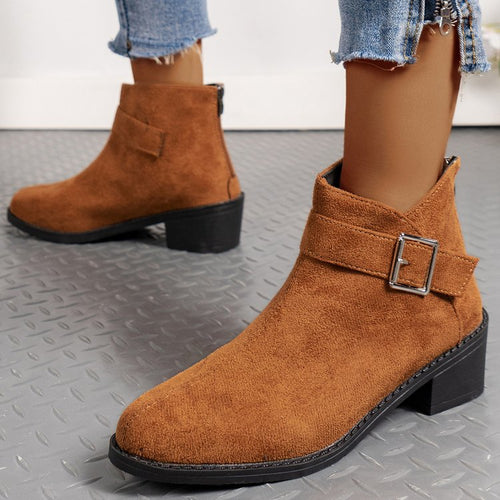 Women's ankle boots with a fashionable buckle detail and a comfortable square heel Amarae