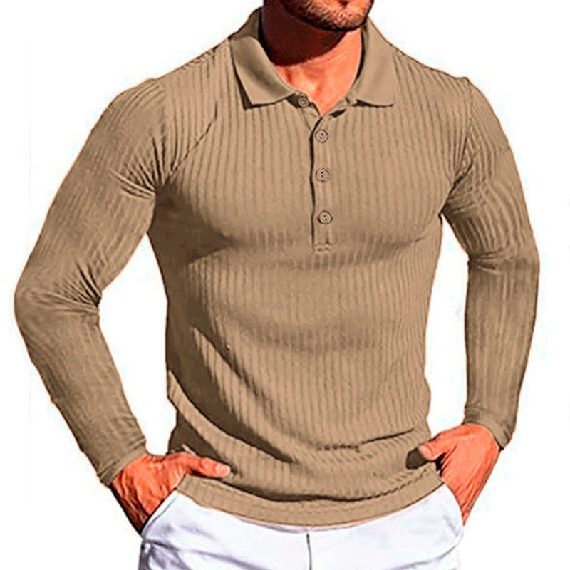 Amarae textured long-sleeve polo shirt for men