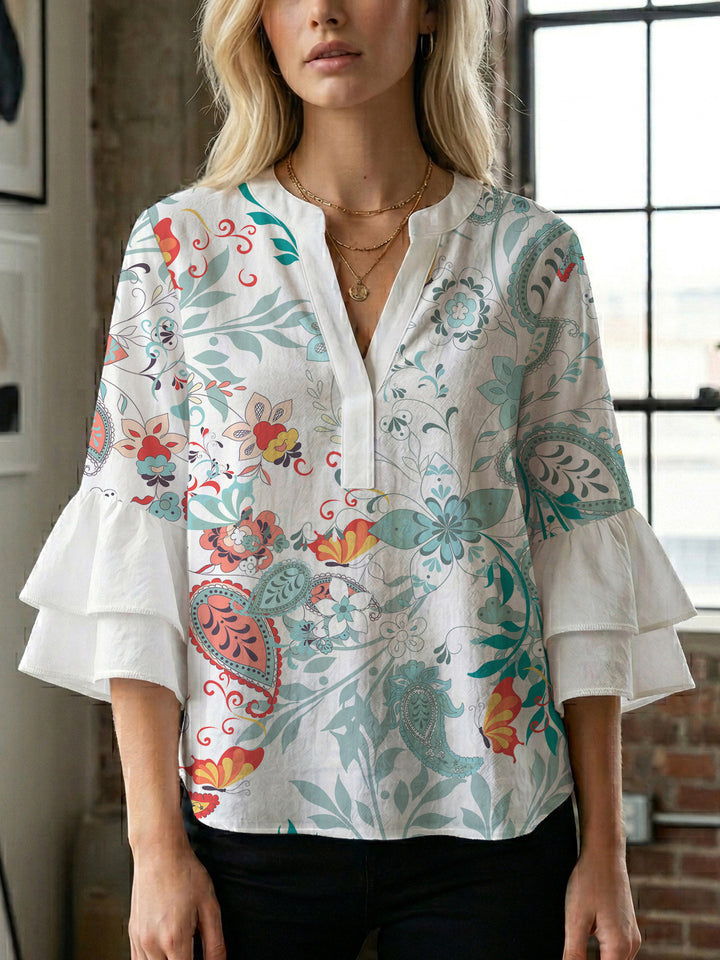 Women's flower creation with voluminous ruffled sleeves Lune London