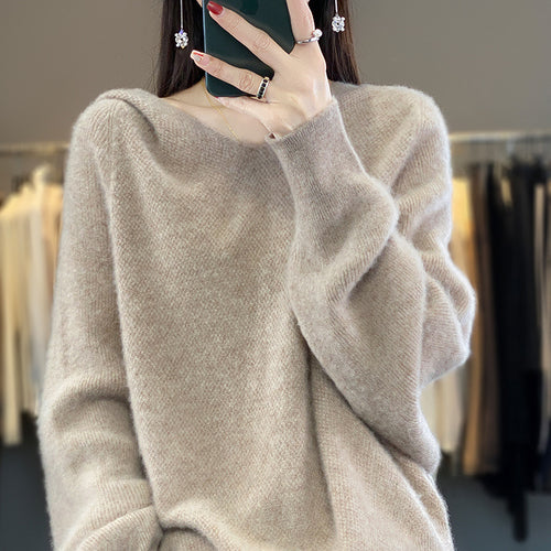 Pull décontracté pour femmes avec des manches volumineuses et un col en V Chic & Stil