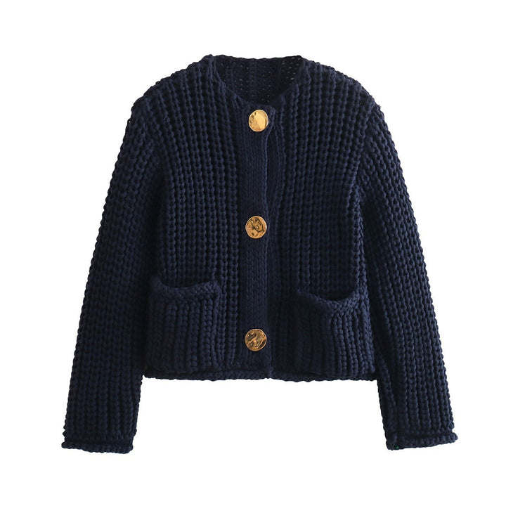 Women timeless cardigan with large buttons and pockets Lune London