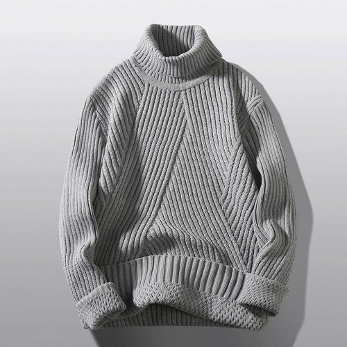 Chunky knit turtleneck sweater for women with an elaborate textured pattern Amarae