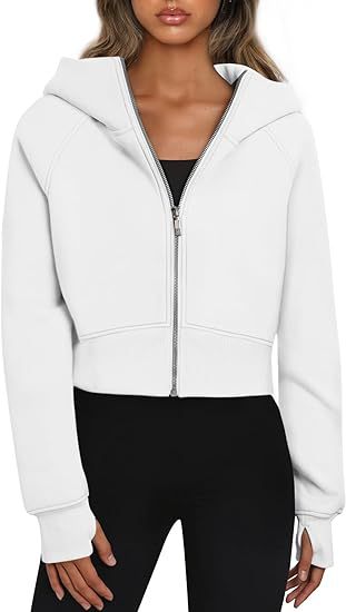 Ladies Crop Sweat Jacket with Zipper and Hood Lune London