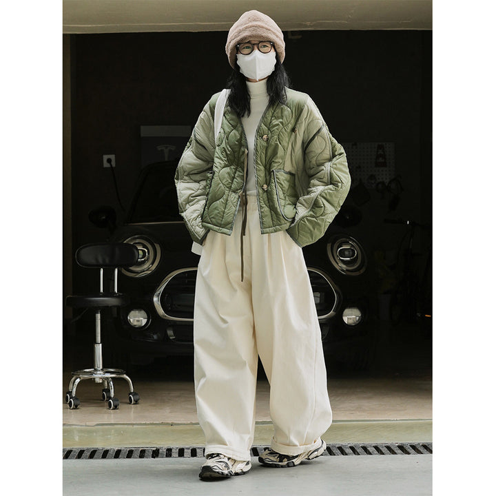 Women Short Cut Quilted Bomber Jacket with Light Padding Amarae