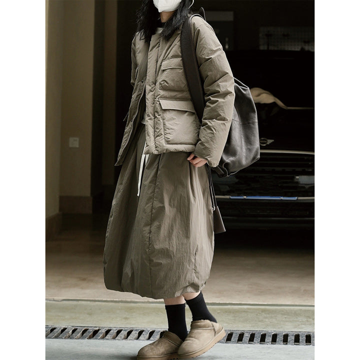 Women's Long Quilted Coat with Light Padding and Straight Oversize Cut Amarae