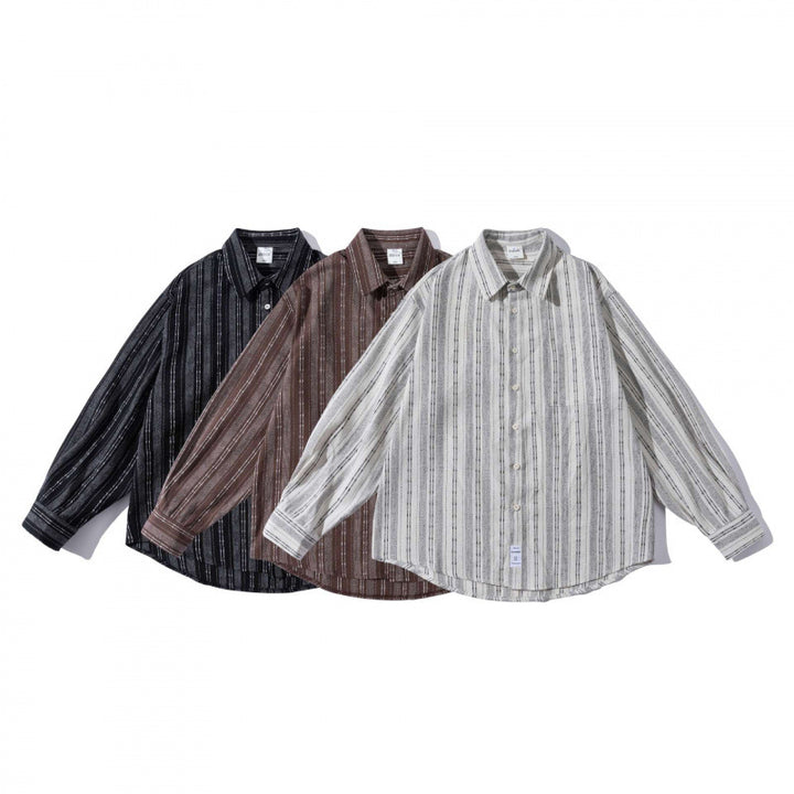 Men's oversized shirt in boxy cut with textured stripe pattern and rounded hem Amarae