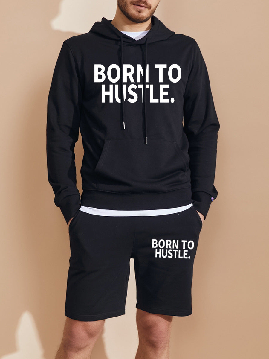 Women's hoodie and sporty shorts set with motivational Lune London inscription