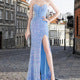 Women's glamorous evening dress with off-shoulder design and shimmering sequins Amarae