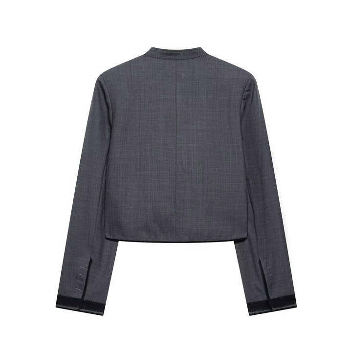Women's Short Jacket in Mandarin Style with Decorative Knot Closure and Tailored Silhouette Amarae