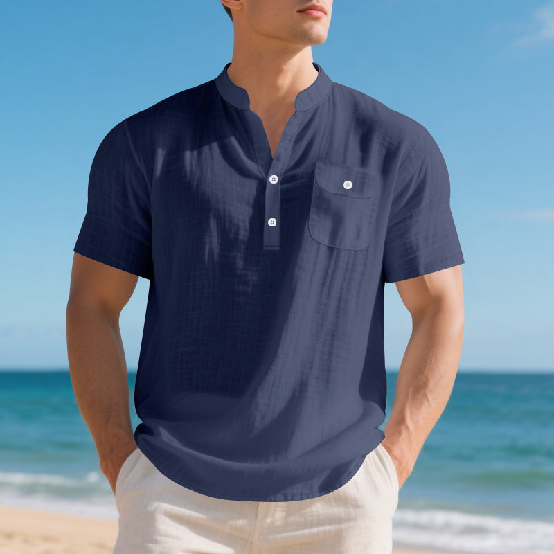 Fashion short sleeve shirt for men with button placket and chest pocket Lune London