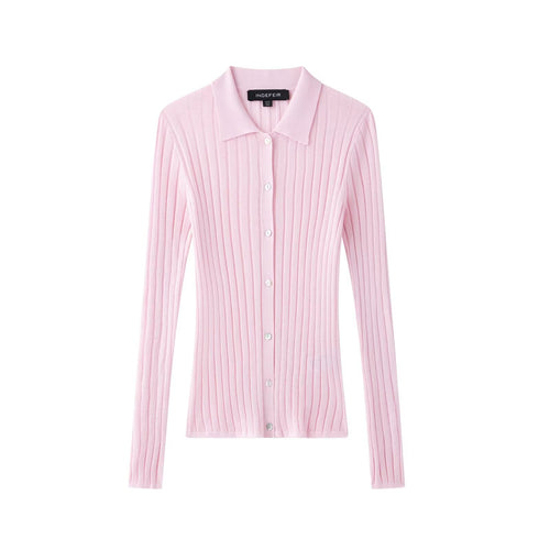 Elegant women's knitted sweater with a fine ribbed texture Amarae