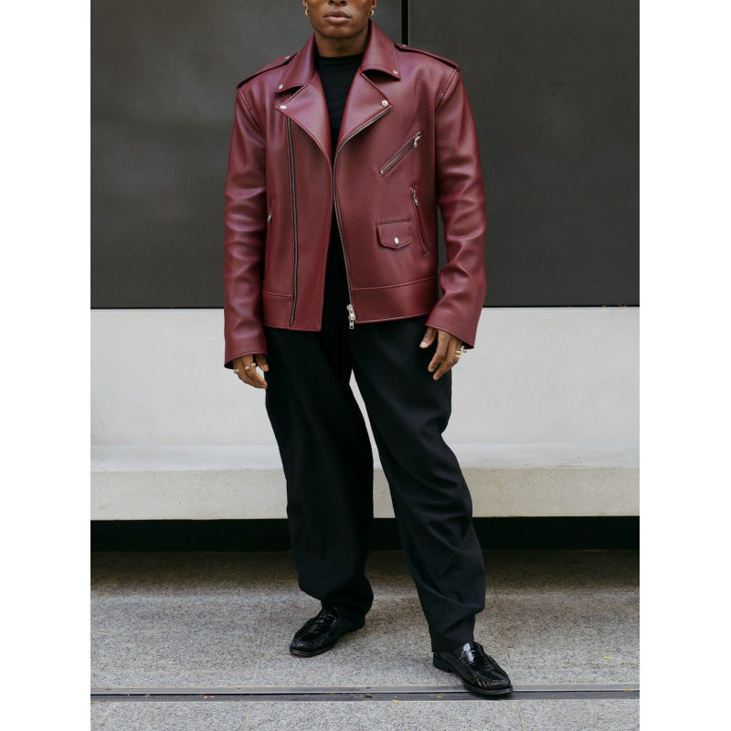Women's leather motorcycle jacket with asymmetrical zipper Lune London