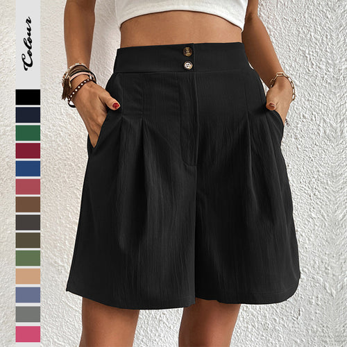 Tailored high-waisted pleated shorts for women Amarae