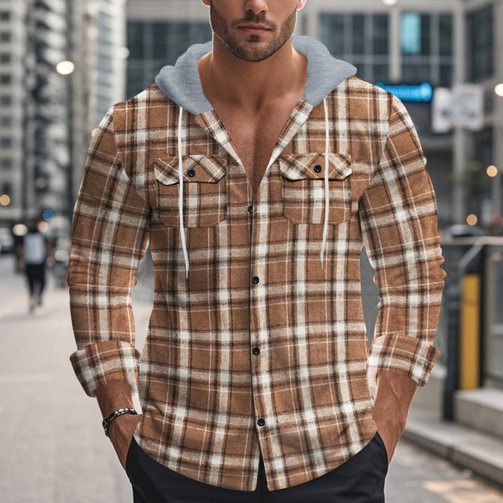 Men's Shirt with Hood and Check Pattern Chic und Stil