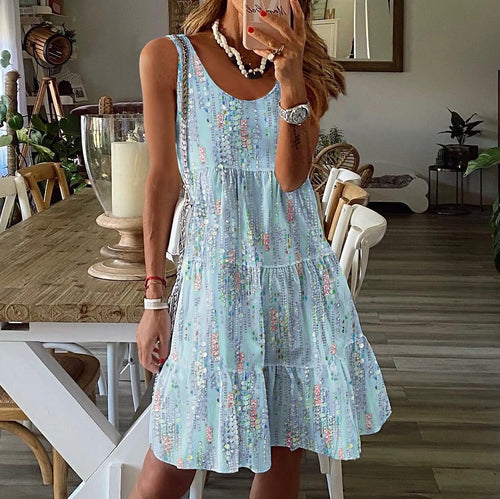 Ladies' airy leisure dress with floating ruffle and playful print Amarae