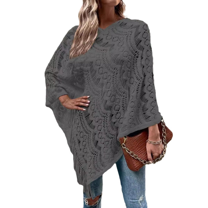 Ladies elegant poncho with decorative lace pattern Lune London