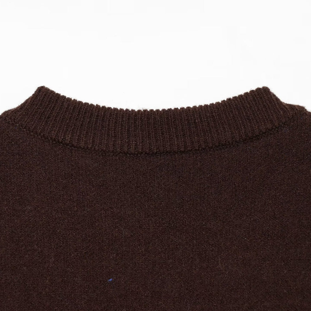 Women's fine knit round neck pullover with oversized dot pattern Amarae