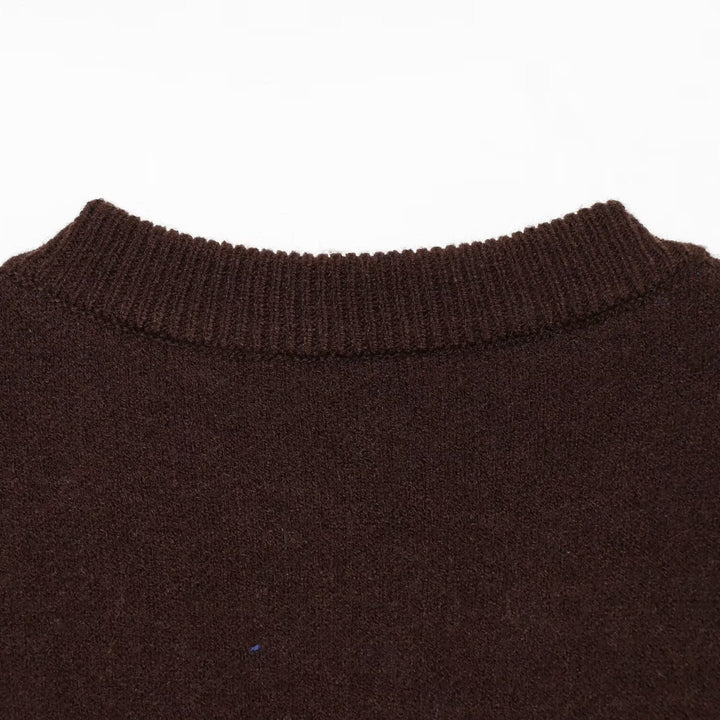 Women's fine knit round neck pullover with oversized dot pattern Amarae