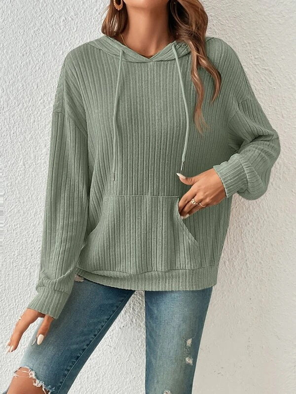 Ladies casual hoodie with ribbed structure Lune London